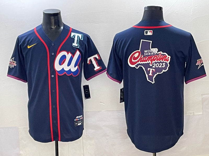 Men 2025 Texas Rangers blank blue Nike MLB All Star jersey style 6->texas rangers->MLB Jersey